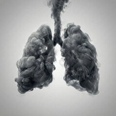 centered conceptual image of human lungs formed from smoke symbolizing air pollution respiratory illness and environmental health impact