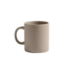 Minimal ceramic coffee mug with handle, blank drinkware cup isolated on transparent background, modern kitchen object for branding, mockups, and beverage concepts