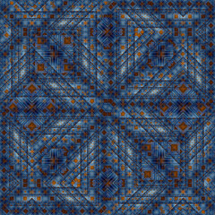 A colorful seamless geometric pattern with mandala-inspired motifs. Perfect for textile designs, wallpaper, tiles, and decorative backgrounds.