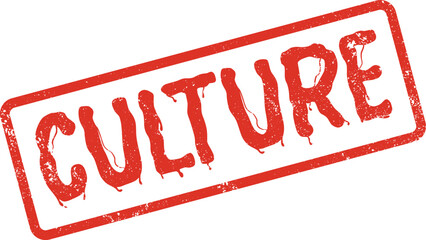 Bold red rectangular stamp showcasing the word CULTURE with a distinct grunge texture