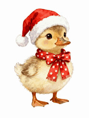 Little Holiday Christmas Duckling isolated watercolor vector illustration svg