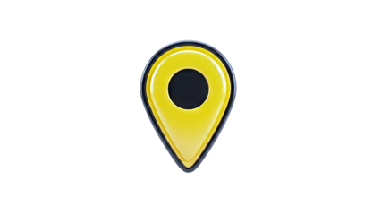 3D Yellow Location Pin on White Background