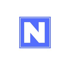 Letter  N isolated in blue square 