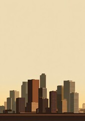 Fototapeta premium Abstract illustration of a city skyline at sunset.