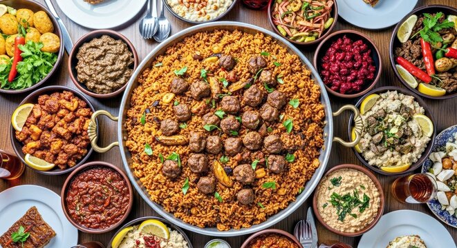 Celebrating Abundance Hamsili Pilav Fresh Turkish Meze Spread Mediterranean Feast