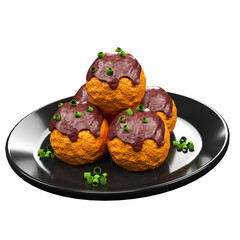 Takoyaki Plate 3D Illustration