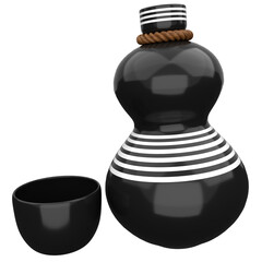 Sake Bottle 3D Illustration