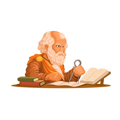 Ancient Greek Philosopher Archimedes Figure Illustration Vector Isolated on White Background