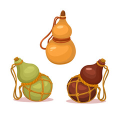 Traditional Chinese Calabash Bottle Gourds Illustration Vector Isolated on White Background