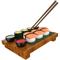 Sushi Board 3D Illustration