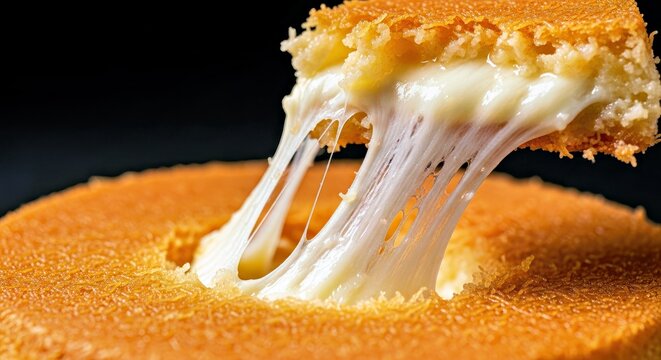 Extreme Close Up Knafeh Molten Cheese Sticky Sweet Syrup Dessert Texture Study