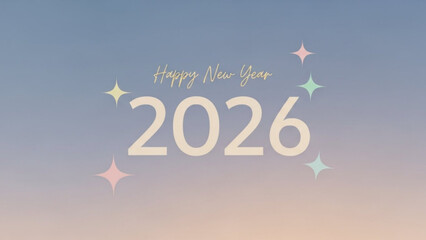 Happy new year 2026 celebration with sparkles on gradient background