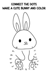 A fun connect the dots activity featuring an adorable bunny for kids to complete and color