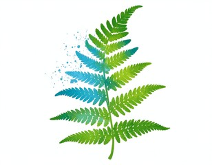Artistic depiction of a fern frond with watercolor effects