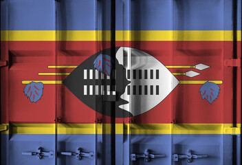 Shipping container with Swaziland national flag overlay
