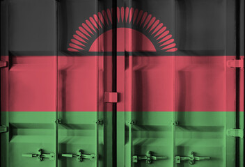 Shipping container with Malawi national flag overlay
