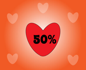 50% heart, coupon, background, bright, beautiful,
