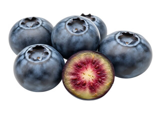 Obraz premium Fresh blueberries with one cut open to show inside