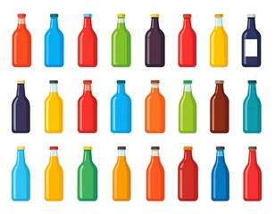 Assorted vibrant bottles, colorful array