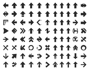 Assortment of diverse arrows pointing in various directions