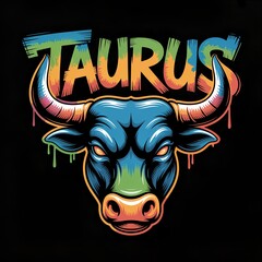 Image of the zodiac sign Taurus on a black background