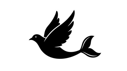 Fototapeta premium Peaceful dove of peace vector illustration featuring a white flying bird silhouette with elegant wings as a symbolic icon of freedom and love in nature art design