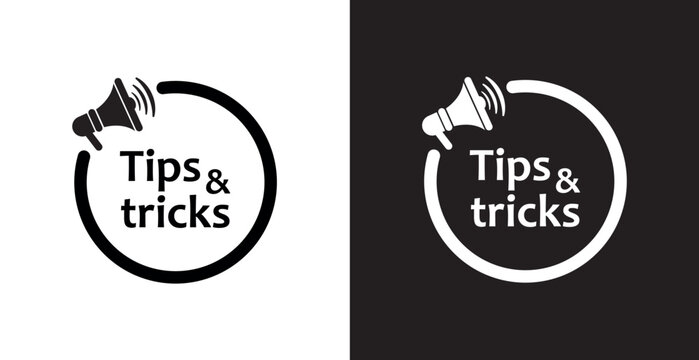 tips and tricks sign on white background