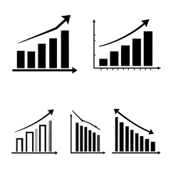Black and white graphical representations of financial data, charts, and graphs