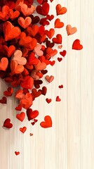 Hearts in abundance romantic theme digital design warm tones eye-level love concept for celebrations
