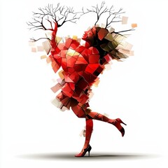 Celebrating love through dance urban scene digital art vibrant colors high angle heartfelt connection