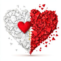 Broken hearts symbolizing love and loss digital artwork abstract design emotional environment close-up view relationship concept