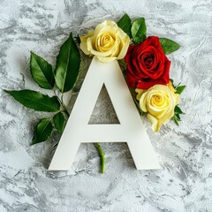 Artistic floral letter a arrangement indoor studio photography creative setting top down perspective nature inspired design