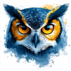 Majestic owl portrait nature reserve fine art vibrant colors close-up wildlife conservation