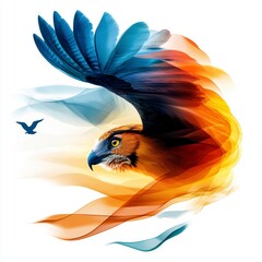 Dynamic flight of a majestic eagle nature scene digital art vivid colors aerial view freedom concept