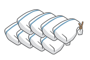 横に平積みされた防災用土嚢のシンプルなベクターイラスト