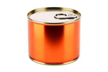 Orange can with pull tab on top isolated on transparent background