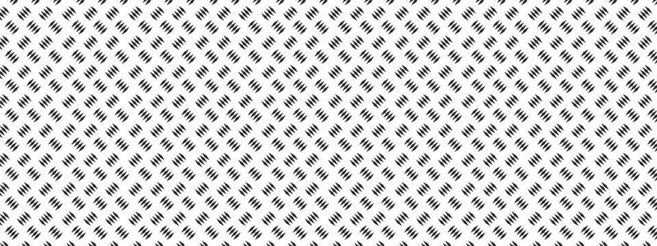 Industrial steel plate with diamond pattern texture. Seamless metal tread design for construction floors. Vector graphic background with geometric checker structure.