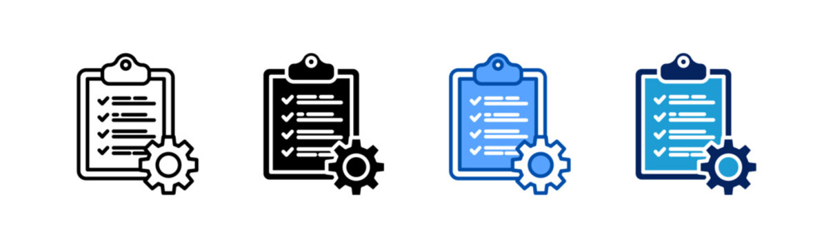 work procedure icon set multiple style collection