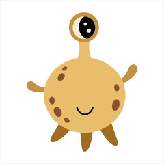 Cute cartoon alien clipart, extraterrestrial character for kids space design. Fantasy cosmic vector illustration