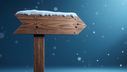 wooden sign in snow