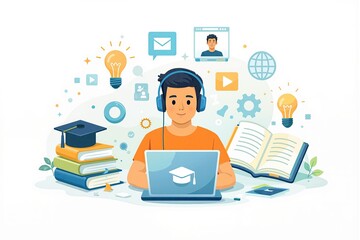 Student Engaged in Online Learning and Remote Education