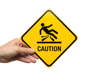 Caution sign warning of slippery surface