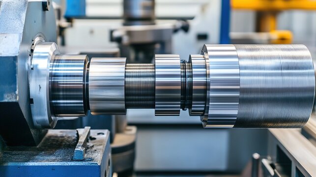 mandrel. A conical metal lathe mandrel rotating with an unfinished tube sleeve fitted over it. safety posters, maintenance manuals, designed for precision metalworking and fabrication facilities.