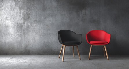 Modern chairs in contrasting colors in a room