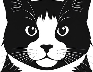 Obraz premium Bold monochrome illustration of a domestic cat's symmetrical face