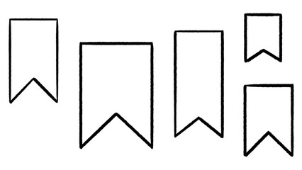 Isolated Vector Set of Black and White Flag Banner Outlines on a Transparent Background for Party and Celebration Decorations. Save icon