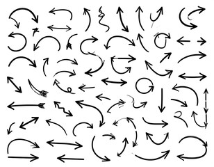 Black hand-drawn arrows of various shapes and directions