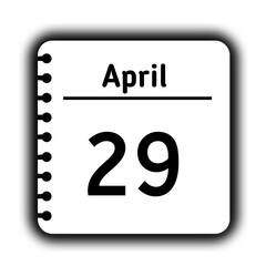 April 29st calendar new year day reminder icon note pad diary symbol