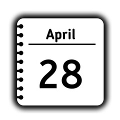 April 28st calendar new year day reminder icon note pad diary symbol