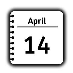 April 14st calendar new year day reminder icon note pad diary symbol